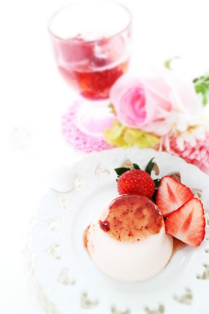 Strawberry and Panna cotta with Sodaの写真素材
