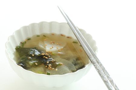 Korean food, seaweed and radish soupの写真素材