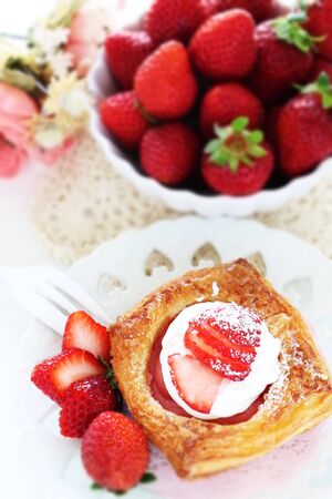 strawberry and freshness cream pastryの写真素材