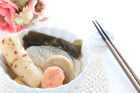Japanese food simmered fish cake cake and radish Odenの写真素材