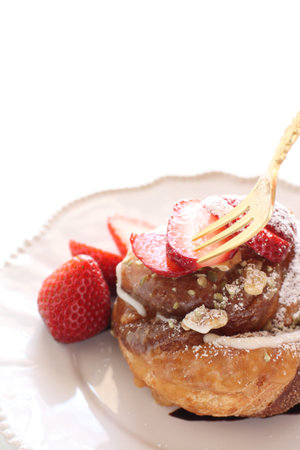 Caramel and strawberry donut