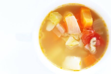 Italian soup, minestrone in bowl with copy spaceの写真素材