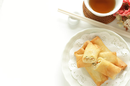 Chinese food, spring roll deep fried dumpling