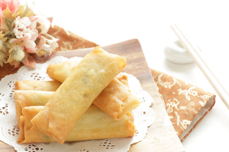 Chinese food, spring roll deep fried dumpling