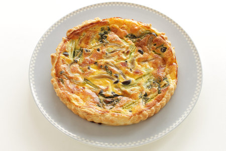 French food, Piece of shimeji mushroom and bacon quiche