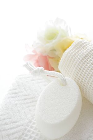 White towel and bathing stone for life style imageの写真素材