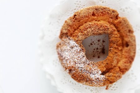 Old fashion doughnut on plate with copy spaceの写真素材