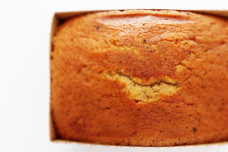Homemade pound cake on white backgroundの写真素材