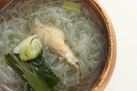 Chinese food, chicken wing and glass noodles soup for healthy breakfast