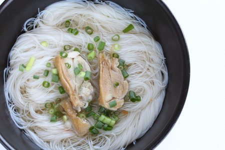 Vietnamese food, chicken and rice noodles soup