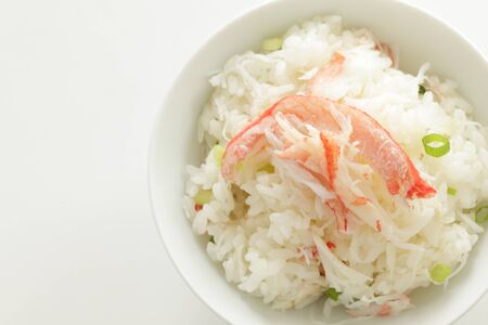 Japanese food, steamed crab on riceの写真素材