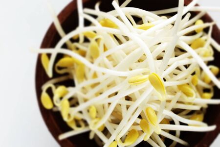 Chinese food, soy sprout in wooden bowl for healthy ingredientの写真素材