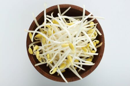 Chinese food, soy sprout in wooden bowl for healthy ingredientの写真素材