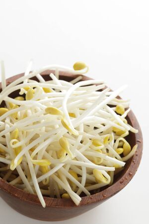 Chinese food, soy sprout in wooden bowl for healthy ingredientの写真素材