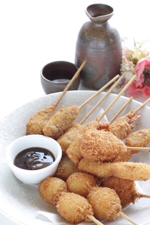 Japanese food, Kushiage siver deep fried cuisineの写真素材