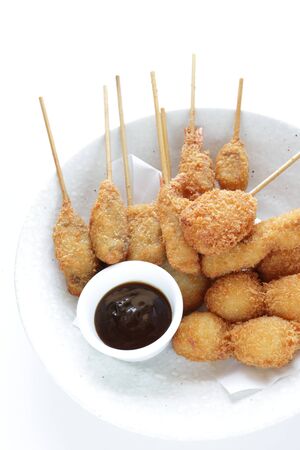 Japanese food, Kushiage siver deep fried cuisineの写真素材