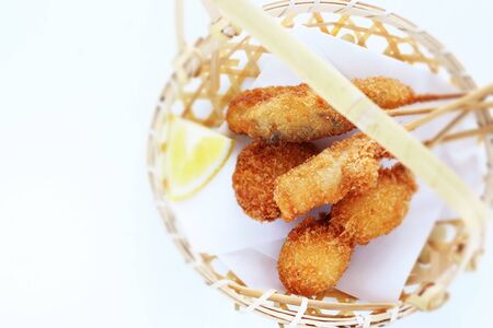Japanese food, Kushiage siver deep fried cuisineの写真素材