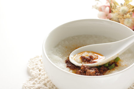 Taiwanese food, dried spicy pock jerky on rice oper