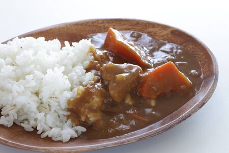 Japanese style curry, pork and carrot with potatoの写真素材