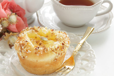 Homemade sweet apple Bun on dish