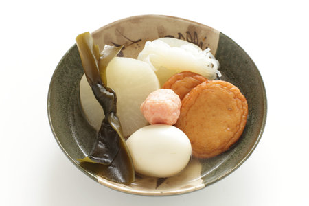 Japanese winter food, fish cake and hard boiled egg Oden