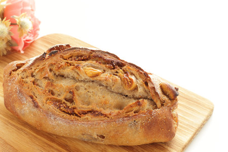 Homemade fig French bread on board