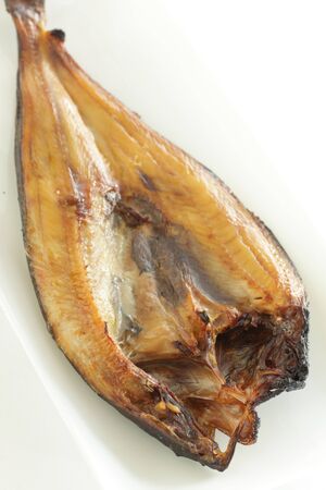 Japanese food, grilled mackerel for healthy breakfast dishの写真素材