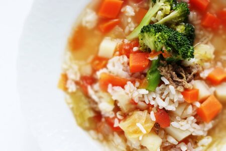 Italian food, vegetable and risotto for comfort foodの写真素材