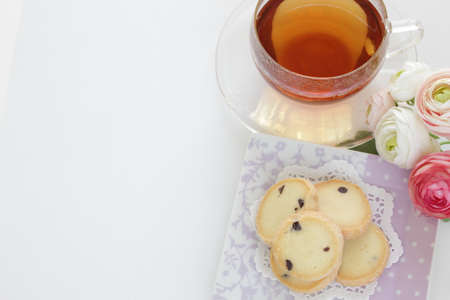 Chocolate chips cookie and drinkの写真素材