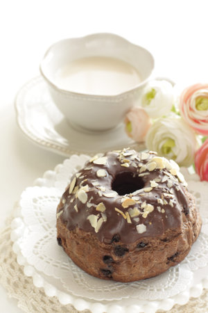 Homemade almond nut and chocolate cake