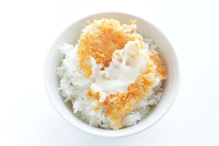 Halved cut crab cream croquette on rice for Japanese foodの写真素材