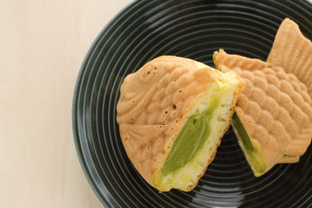 Japanese food, Taiyaki fish shaped pan cake street foodの写真素材