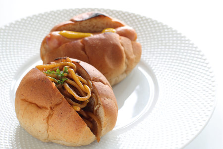 Homemade fried in bun sandwich for Japanese fusion food image