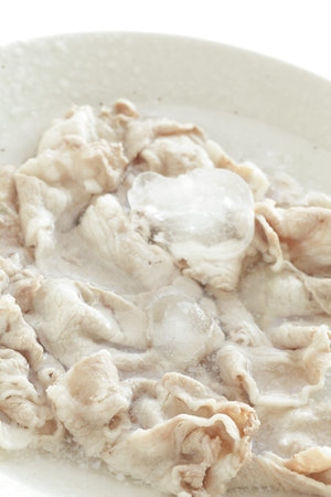 Japanese summer cuisine, boiled pork and chinese cabbage saladの写真素材