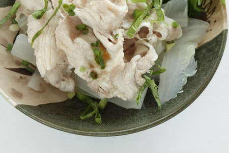 Japanese summer cuisine, boiled pork and chinese cabbage saladの写真素材