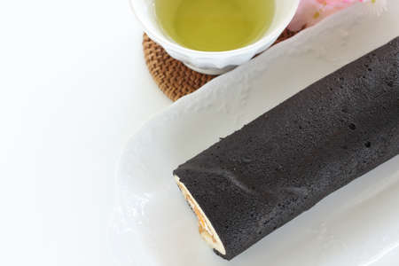 black mango Swiss roll for gourmet dessertの写真素材