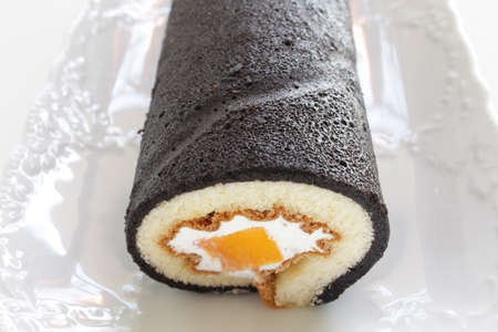 black mango Swiss roll for gourmet dessertの写真素材