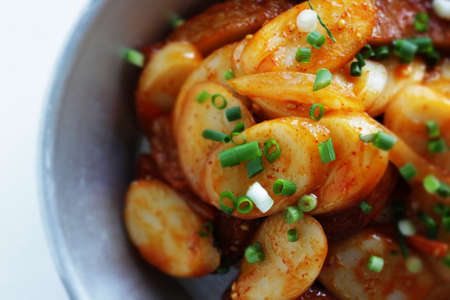 Korean food, Tteok and sausgae spicy Tteokbokkiの写真素材