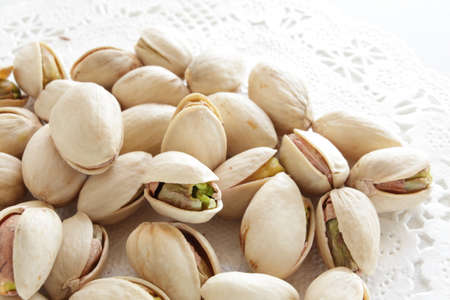 Pistachio on dish for snack food with copy spaceの写真素材
