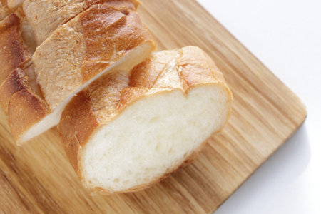 Slide French bread on cutting board with copy space