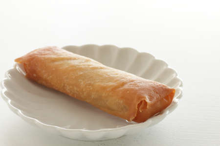 Homemade Chinese dim sum, deep fried spring rollの写真素材