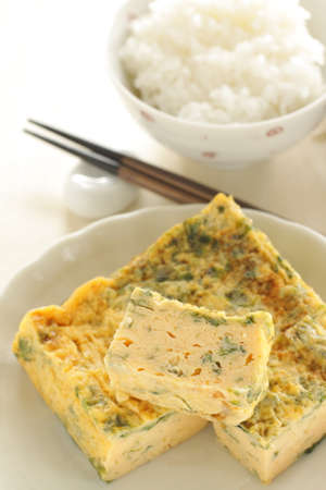 homemade Japanese and seaweed fried eggの写真素材