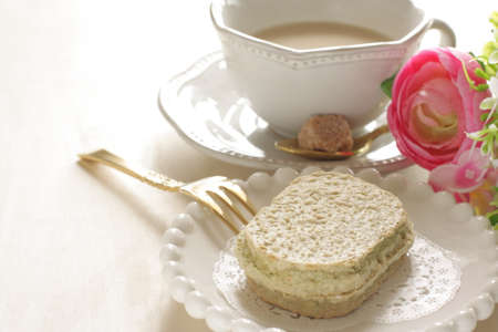 Green tea pastry cookie for confectionery food imageの写真素材