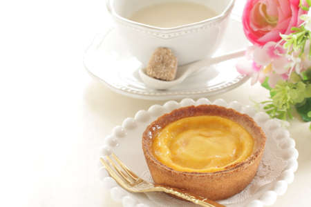 Egg tart on dish for asian sweet food imageの写真素材