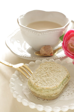 Green tea pastry cookie for confectionery food imageの写真素材