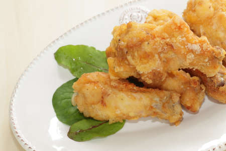Homemade fried chicken on plate with copy spaceの写真素材