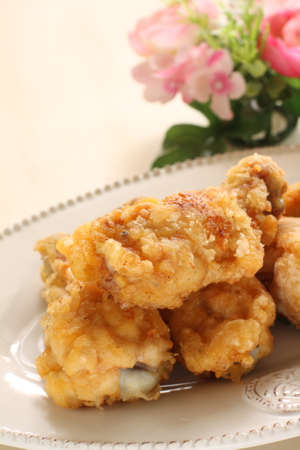 Homemade fried chicken on plate with copy spaceの写真素材