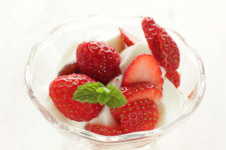 freshness strawberry and yogurt for healthy dessertの写真素材