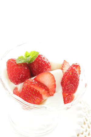 freshness strawberry and yogurt for healthy dessertの写真素材