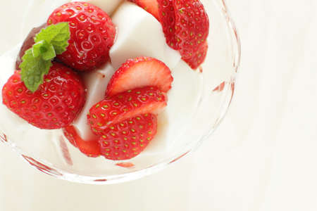 freshness strawberry and yogurt for healthy dessertの写真素材